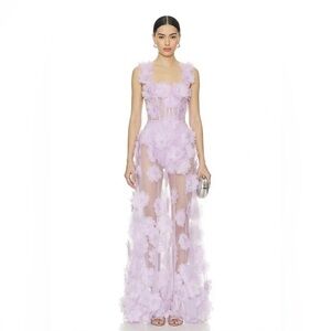 NEW BRONX AND BANCO Rosalie Lilac Lavender Floral Gown, wedding guest max dress